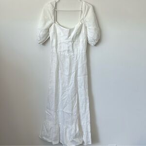 Reformation Belgium White Linen Midi Dress Size 6